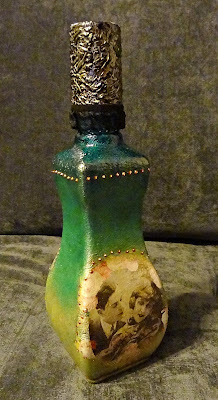 Butelka - ombre + decoupage serwetkowy - zdjęcie