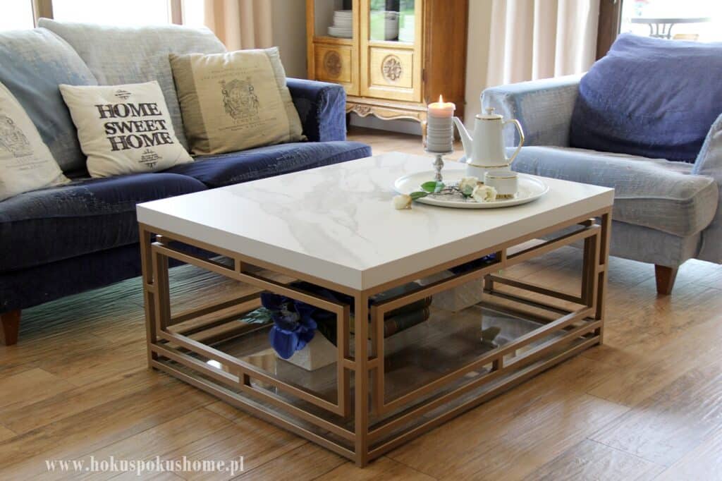 stolik galmour z marmurowym blatem - zdjęcie